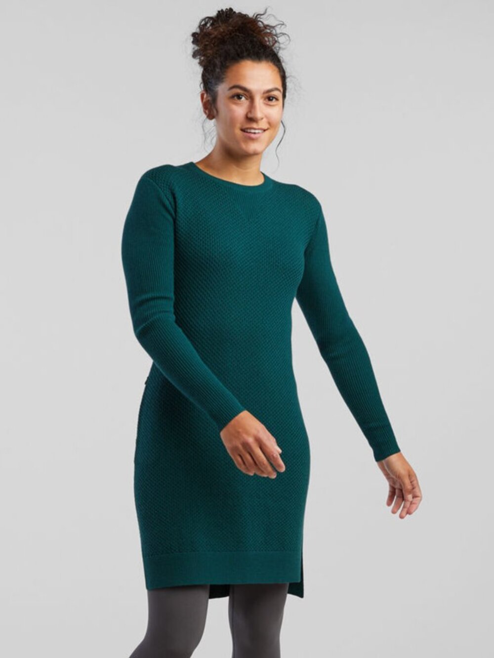 TITLE NINE Woolicious Waffle Sweater Dress in Teal Green Size XL